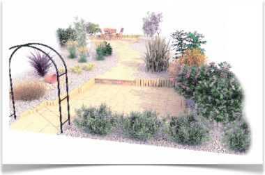 Paved garden design, computer generated garden design